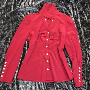 Red collar dress blouse